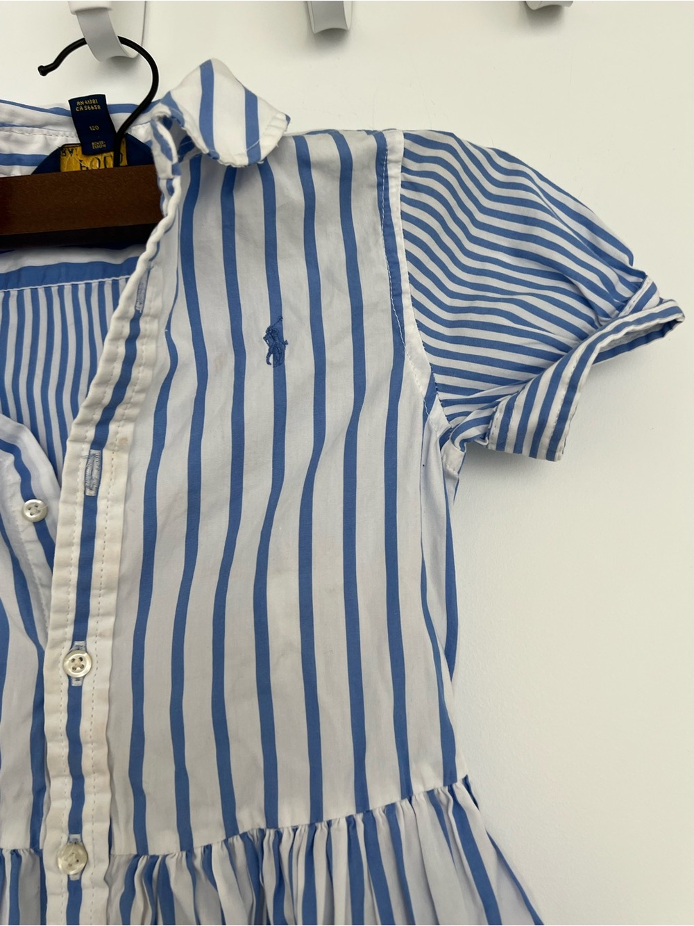 Ralph Lauren Light Blue & White Vertical Stripe Dress